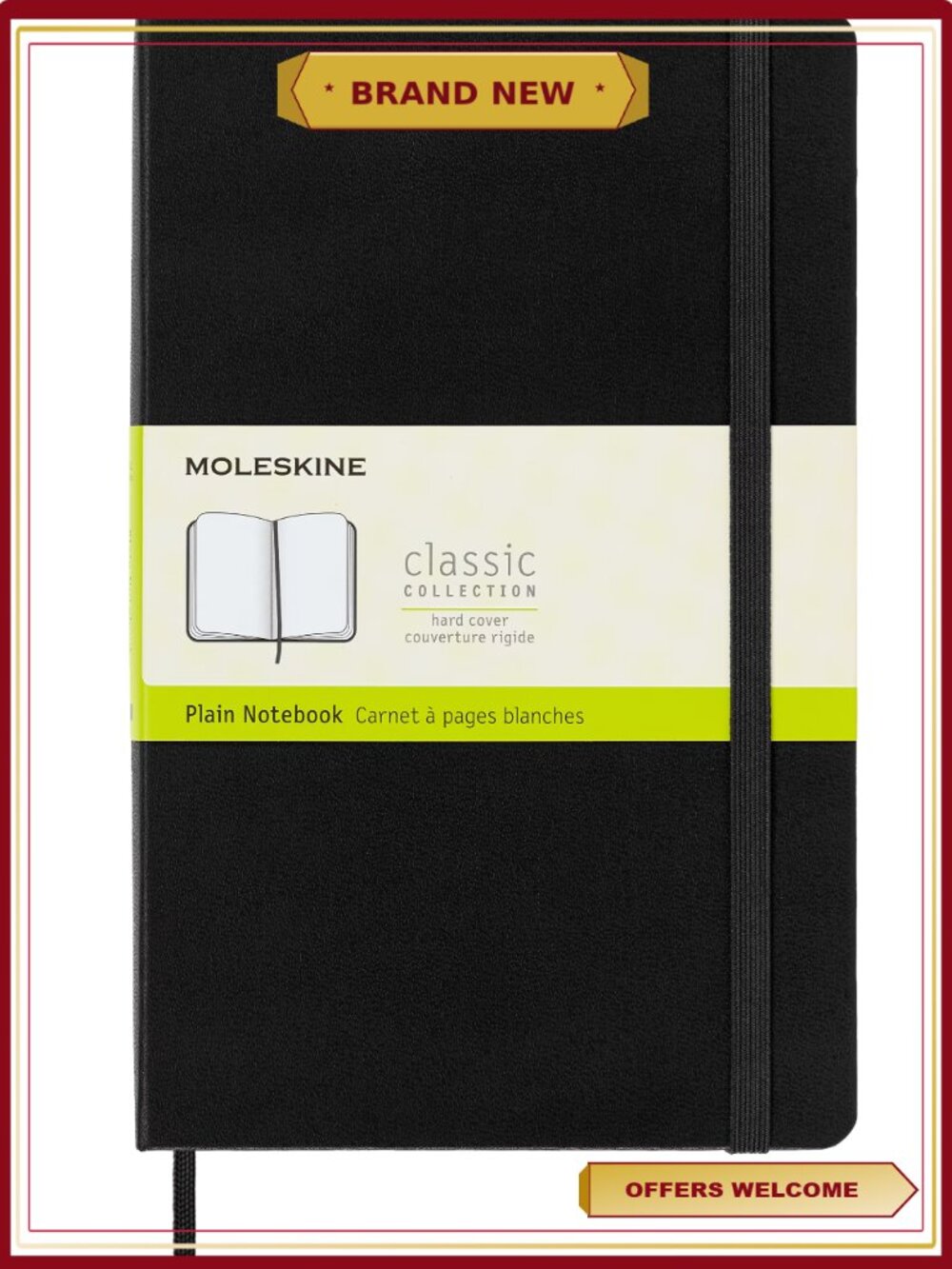 Classic Large Hard Cover Notebook Plain 5x8.25